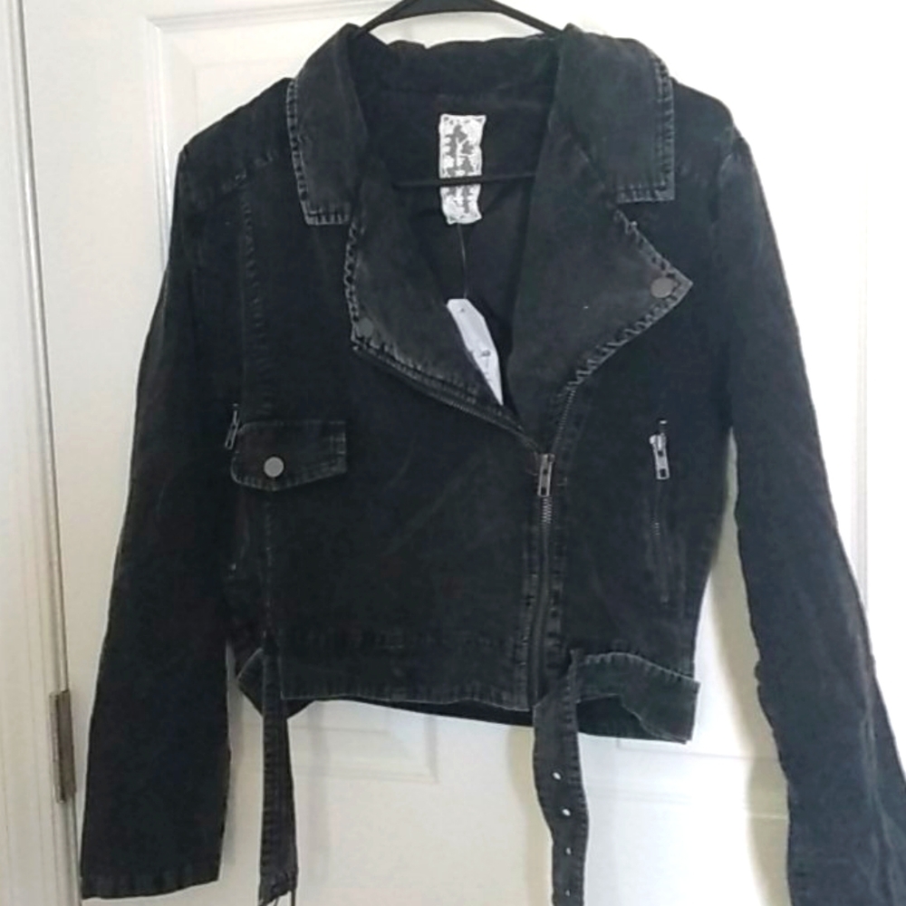 Distressed moto jacket